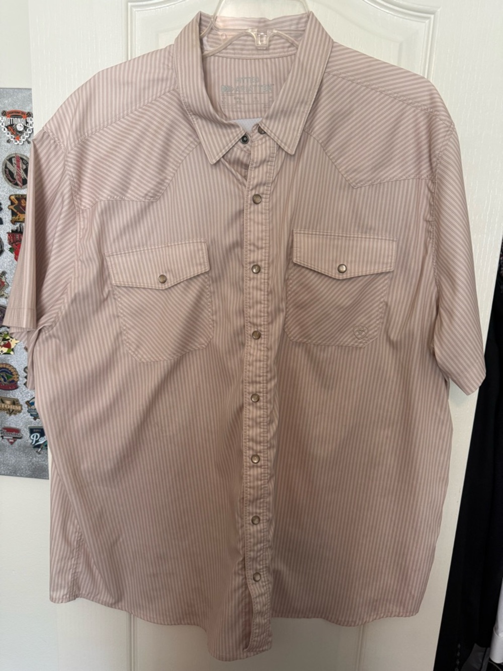 Ariat Men's Short-Sleeve Button-Down Stripe Shirt - Mauve